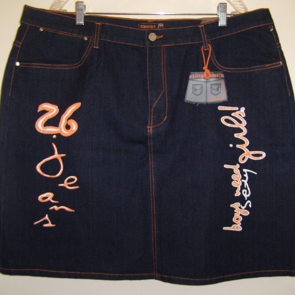 Vintage Rare Trendy Denim Blue Jeans Summer Sexy Mini Skirt